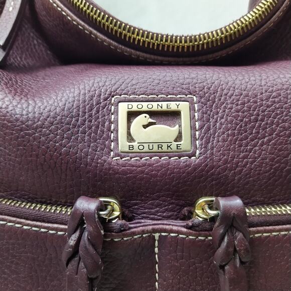 Dooney & Bourke Purple Pebbled Leather Zipper Pockets Hobo Shoulder Bag - Picture 4 of 16
